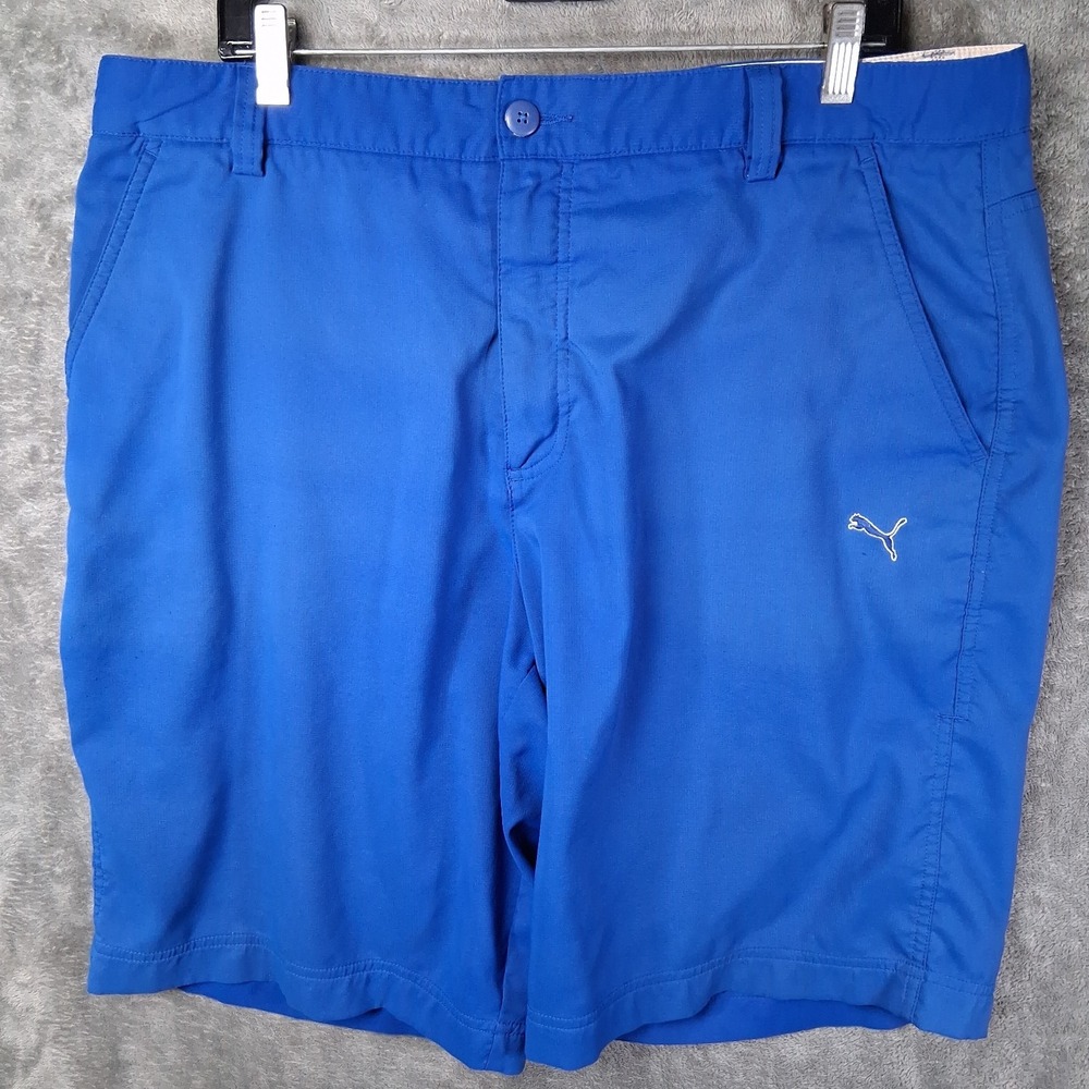 Puma Performance Stretch Golf Shorts Men Size 38 Blue 11" Logo Comfort